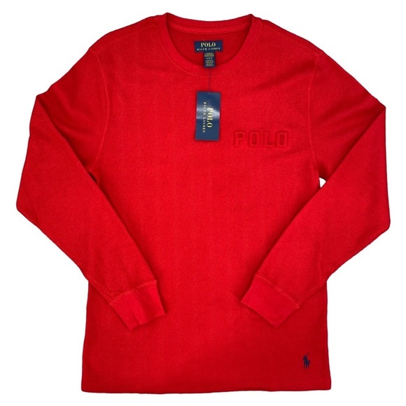 POLO Ralph Lauren Crewneck Waffle-Knit Sleep Shirt Red Size Medium NWT - Picture 5 of 14
